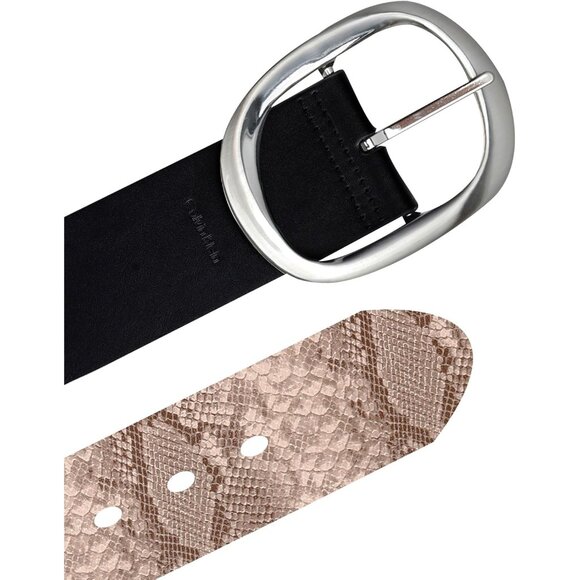 Reversible Women's Belt Faux Leather Wide Statement Buckle Casual Chic - Picture 5 of 6